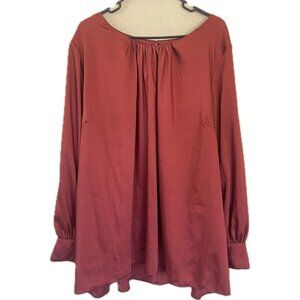 Lane Bryant Red Satin Tunic Blouse